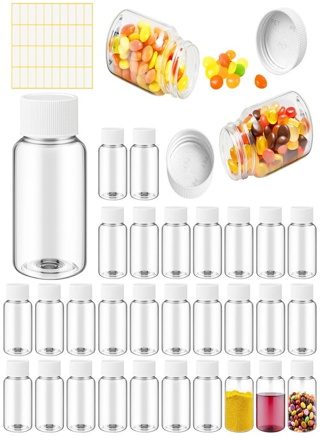 Lamoutor 30Pcs Clear Pill Bottle Plastic Medicine Bottle Empty Reagent Chemical Containers with Caps for Liquid Solid Powder Medicine 30ML - Image 1